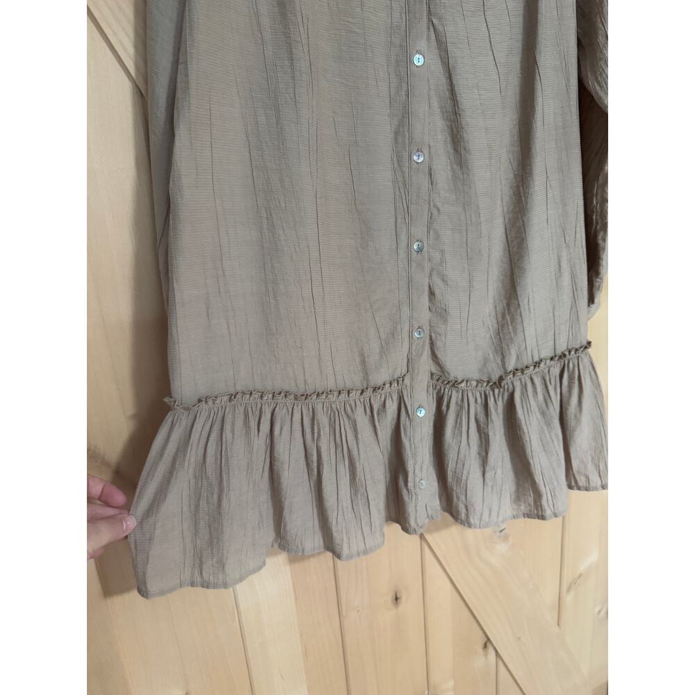 ZARA Women's Tan Button-Down DRESS - Picture 3 of 11